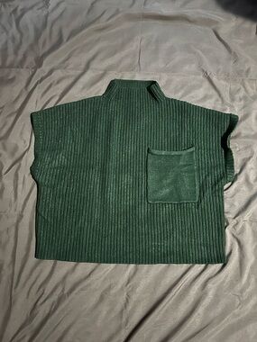 entro Forest Green Ribbed Turtleneck Sweater Vest with Patch Pocket
